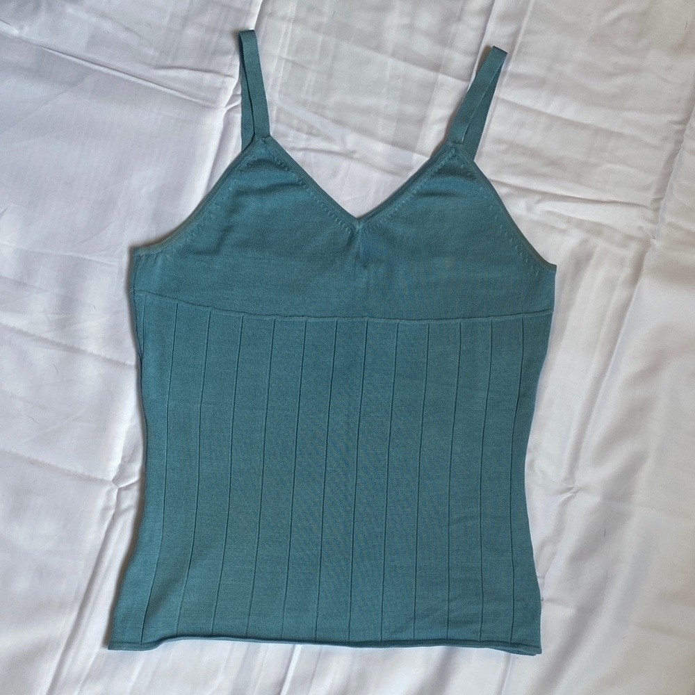 BCBG Teal Ribbed V-Neck Camisole